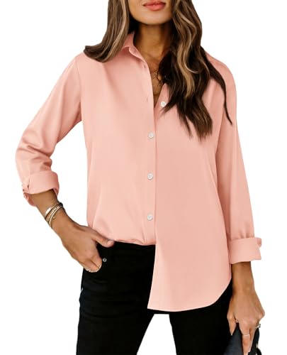 Image of siliteelon Striped Button Down Shirts Women Cotton Long Sleeve Work Blouses