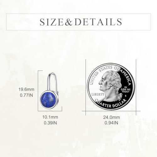 CRMAD Larimar/Turquoise/Labradorite/Lapis Lazuli/Opal/Malachite/Tiger Eye/Jade/Black Tourmaline Earrings for Women 925 Sterling Silver Circle Leverback Jewelry4