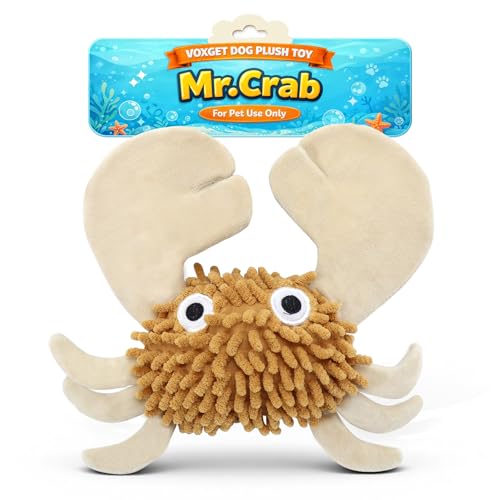Dog Squeaky Toys for Puppy Play, Interactive Plush Crinkle Toys for Small Medium Dogs Keep Busy, Cute Soft Stuffed Animal Toy for Puppies Reduce Boredom, Not for Aggressive Chewers (Crab)