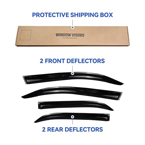 Image of Window Visors Rain Guards Shield for 2012 2013 2014 Toyota Camry, Out-Channel Window Vent Wind Deflectors Visors Shades for 12 13 14 Camry