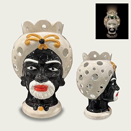 Decorazione raffinata ARCA - Lampada Decorativa Testa Di Moro In Ceramica II (Uomo giallo)