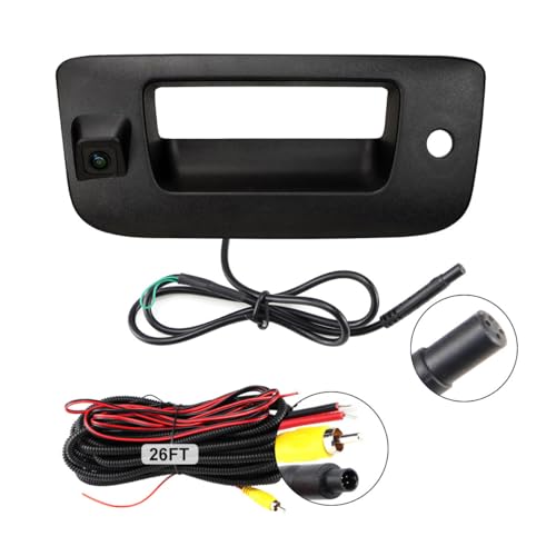 Image of Tailgate Handle Reverse Backup Camera Replacement for Chevy Silverado and GMC Sierra Years 2007-2013, GreenYi AHD 720P Pickup Rear View Parking Camera with Trajectory Guideline