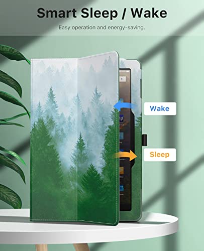 Image of MoKo Case Fits All-New Kindle Fire HD 10 & 10 Plus Tablet (13th /11th Generation, 2023 /2021 Release) 10.1 inch - Slim Folding Stand Cover with Auto Wake /Sleep, Dark Green Forest
