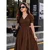 preneum girls womens solid color v neck a line maxi dress for women new year party outfit waist cinched puff sleeve western elegant casual wear availble in plus size