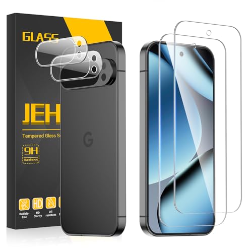 Image of [2+2 Pack] Screen Protector for Google Pixel 10 Pro + Camera Lens Protector, 3D Full Coverage, 9H Tempered Glass, Fingerprint Unlocking, Bubble Free