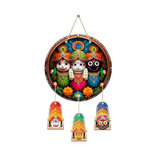 Image of Lord Jagannath Wall Hanging For Home Decor | Jagannath Puri Decoration For Pooja Room | Hindu God Wall Art For Living Room | Spiritual Home Decor, Mandir Decoration Items,Religious Wall Decor