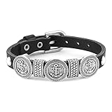 HZMAN Leather Braided Viking Bracelets for Men Boys Nordic Vintage Nautical Anchor Wrap Wristband Talisman Bangle Jewelry Gift (Black)