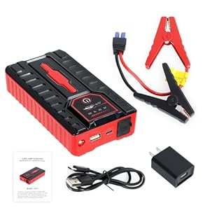 Jump Starter Power Pack, 600A Peak 49800mAh Car Battery Booster Jump Starter(up to 6.0L Gas and 3.0L Diesel Engine), 6-in-1 Emergency Car Jump Starter Power Bank, QC3.0, Dual USB, LED Flashlight