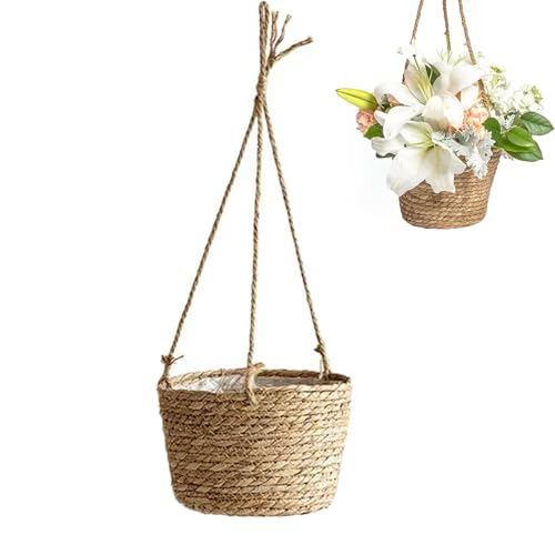 LZYKJGS Hängender Pflanzerkorb, Seegras Pflanzentopf, Blumentöpfe...