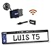 Produktbild LUIS T5 Smartphone Rückfahrkamera System im Kennzeichenträger für iOS, iPhone, iPad, Android Auto, für PKW, SUV, Kleinfahrzeuge, Auto, WLAN, WiFi Kennzeichenkamera mit Nachtsicht bis 5m, Einparkhilfe (mit Smartphone-Halterung)