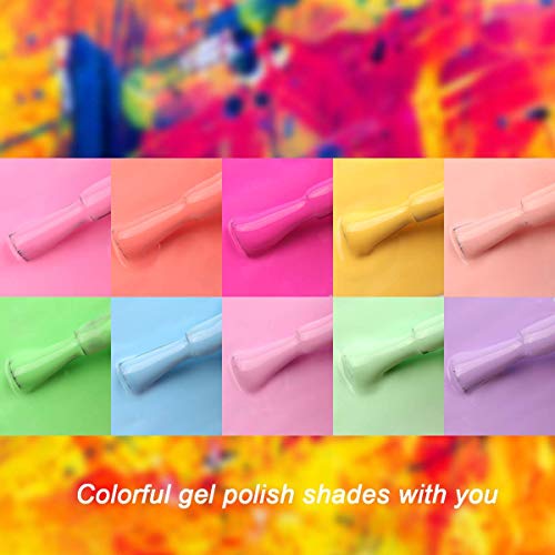 Makartt Blooming Nail Polish And Pastel Gel Nail Polish Set Bundle, Alcohol Ink Watercolor Pink Blossom Gel Nail Polish, Gel Polish Set Spring Summer Yellow Green Purple Colors 8Ml #TOP3