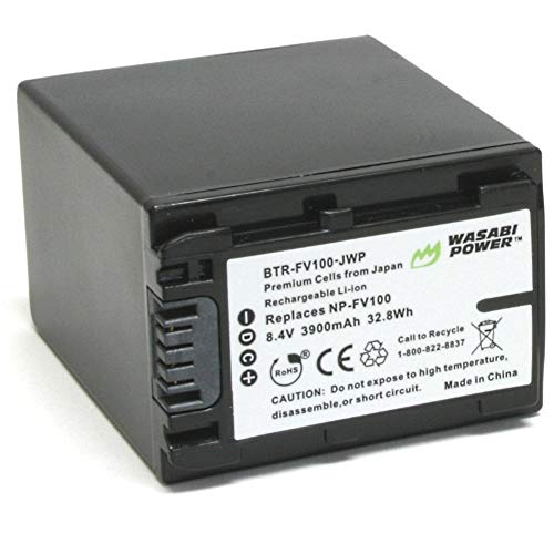 Wasabi Power Np-Fv100 (3900Mah) Battery Compatible With Sony Dcr-Sr15,Sr21 Dcr-Sr68 Dcr-Sr88 Dcr-Sx15 Dcr-Sx21 Dcr-Sx44 Dcr-Sx45 Dcr-Sx63 Dcr-Sx65 Dcr-Sx83 Dcr-Sx85 Fdr-Ax33 Fdr-Ax53 And More #TOP8