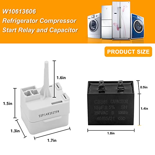 image for W10613606 Refrigerator Compressor Start Relay and Capacitor By AMI PAR