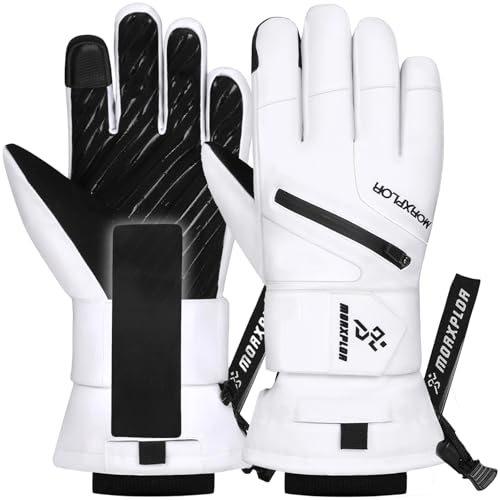MORXPLOR Ski Gloves with Wrist Guards Low Profile,Double-Side Wrist Protection