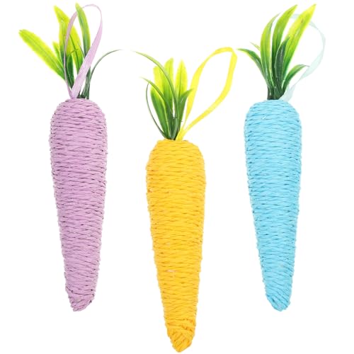 Luxshiny Easter Carrot Hanging Ornaments, 3pcs Artificial Spring Fall Foam Carrot Realistic Mini Easter Harvest Carrots Hanging Pendant for Tree Home Party DIY Crafts Decor