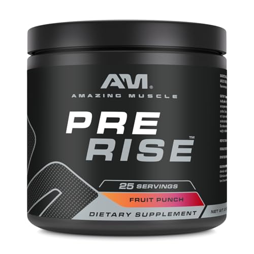 Image of Amazing Muscle Pre Rise | Pre-Workout Powder Supplement with Caffeine & Beta-Alanine for Men & Women | 25 Servings (25 Servings, Fruit Punch)