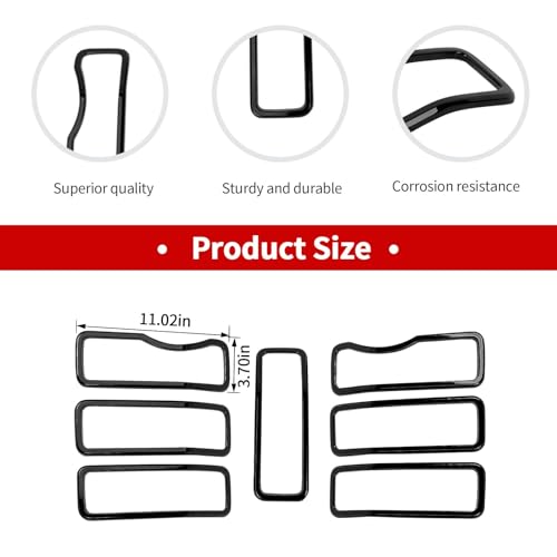 Image of JeCar Front Grille Inserts Grill Frame Trim Covers Exterior Accessories Compatible with Jeep Wrangler 2024 JL JLU & Gladiator JT 2024, Black