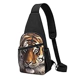 Sac banane à bandoulière pour femme   Sac banane avec oiseaux et fleurs   Sac de jour pour randonnée, voyage, Tigre du Bengal., Taille unique