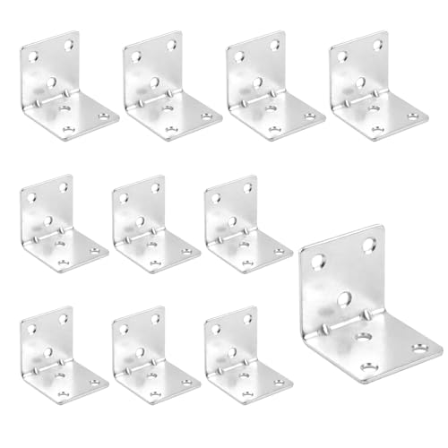 Angle Brackets, 10pcs L Brackets, 40 x 40 x 40mm Corner Brackets for Wood, Metal 90 Degree Bracket for Fixing and Repairing Furniture, Shelves, Windows, Cabinets