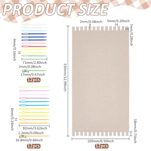 FINGERINSPIRE 36Pcs Cardboard Weaving Looms Kit Include 12pcs Wide Notch Weaving Looms 24pcs Large Eye Plastic Sewing Needles for Beginner Knitting Sewing Crochet Basket Jewelry Arts Crafts(33x16.5cm) - Image 2