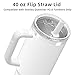 40 oz Flip Straw Lid for Stanley Quencher H2.0 Tumbler, Spill-Proof Replacement Lid Accessory for Stanley 40 oz Tumbler with Handle, Easy to Clean | Reusable, 1-Pack/White