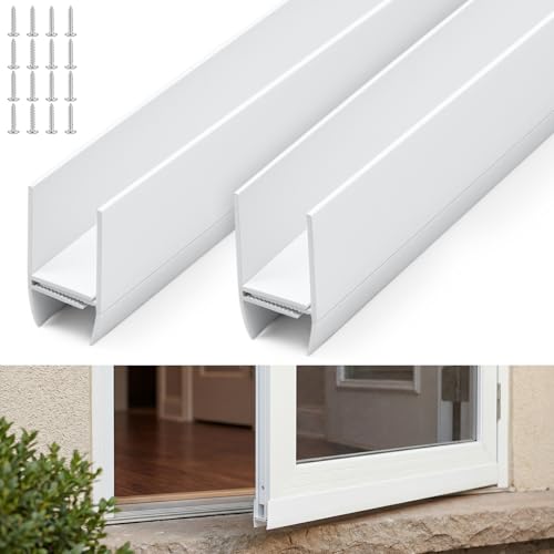 FoldTier 2 Pack 36 Inch Door Sweep Bottom Expander Adjustable Width 1 - 1 1/2 Rubber White Dual Seal Fits-All Storm & Screen Doors 32-36 inch