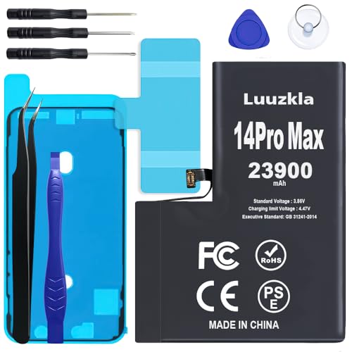 Luuzkla 23900mAh Battery Compatible with iPhone 14 Pro Max (New Upgrade) Super Capacity Battery Compatible with iPhone 14 Pro Max with Full Tool Kits-0 Cycle High Capacity (24-Month Service)