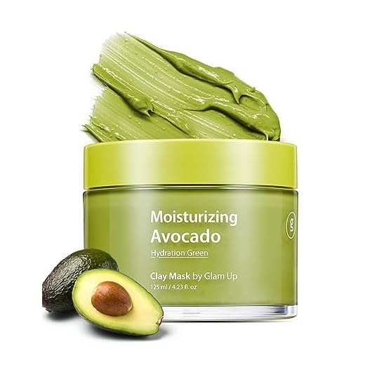 Glam Up Moisturizing Avocado Clay Mask | Vegan Clay Mask, Hydrating Avocado Face Mask for Dry Skin and Sensitive Skin, Gentle Exfoliating Deep Pore Cleansing Clay Face Mask, Blackhead remover - (125ml/4.23 Oz)