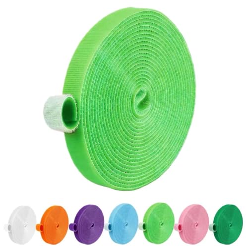 Image of IFNOW 32FT Reusable Fastening Tape Cable Ties Double-Sided Hook-and-Loop Cable Management Tape Strength and Durability 0.4'' /Width (1, Light Green)