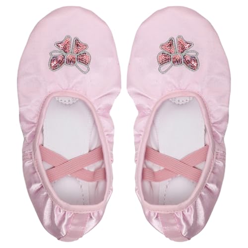 JEATHA Girls Satin Ballet Dance Shoes Ballroom Flat Slippers Split Sole Slipper for Gymnastics Yoga2