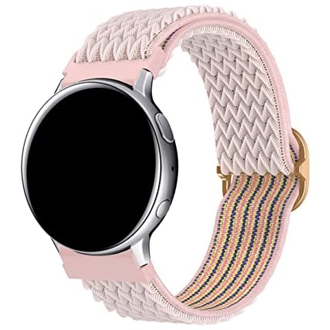 uEmoh Stretchy Bands Compatible with Samsung Galaxy 4 40mm 44mm/ Galaxy Watch 4 Classic 42mm 46mm,Nylon Replacement Watch Strap 20mm, Sports Watch Band, Quick Release Watch Bands for Men Women (Pink) Cover