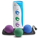 DELAWAY Anti Stressball Set Erwachsene - Hand Therapie Bälle in 3 Stärken - Knautschbälle inkl. Aufbewahrungstasche - Handtrainer - Relaxbälle zur Entspannung und Stressabbau (6 cm, blau, grün, lila)