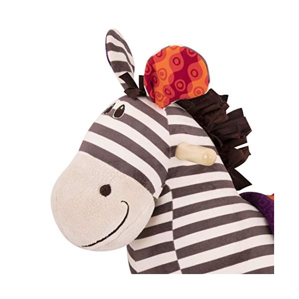 B. toys Schaukelpferd Zebra gestreift aus weichem Plüsch und hochwertigem Holz, Schaukeltier zum Draufsitzen für Kinder… – Bild 4