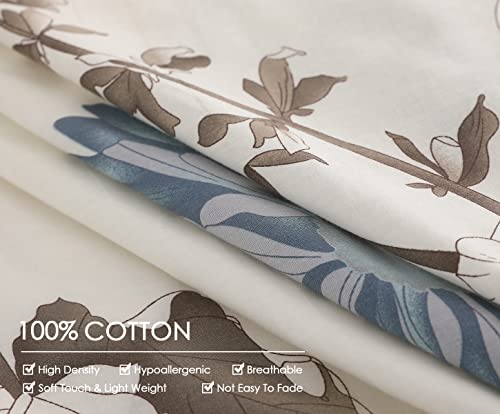 Image of SLEEPBELLA Duvet Cover Full Size, 600 Thread Count Cotton Botanical Flowers Pattern Printed Reversible Comforter Cover