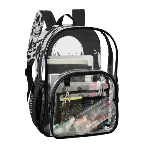 Skeleton Sugar Skull Cute Clear Backpack Heavy Duty See Through Transparent PVC BookBag for Kids Boy Girl School Work2
