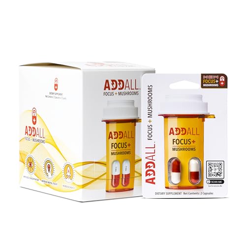 Addall Focus + Mushrooms Memory Supplement (12 Pack) #1 Effective Alternative Brain Supplement Substitute Pills Nootropic & Energy | No Crash | Science Backed Formula | 24 Capsules