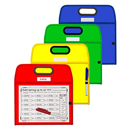 C-Line Portable Dry-Erase Pockets – Study Aid, Assorted Primary Colors, 10 x 13, 1/EA