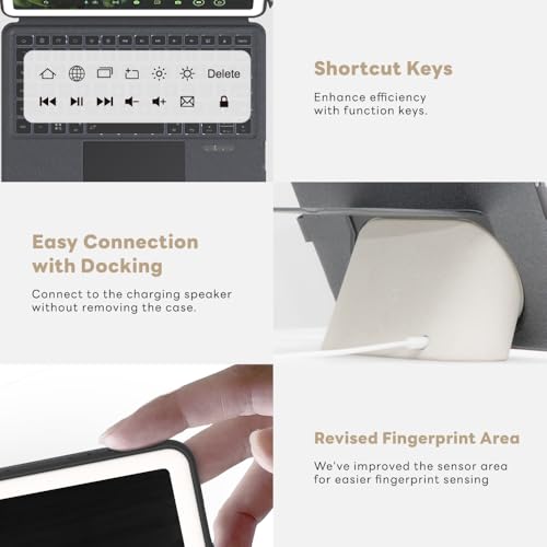 Image of EIP Magnetix Keyboard Case for Google Pixel Tablet 11 inch (2023 Model) | Detachable magnetic keyboard, adjustable viewing angle, speaker dock compatible, 7-color backlit keys, easy carry design