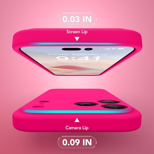 Image of Magnetic for iPhone 17 Pro Case, Compatible with MagSafe, [Full Camera Protection][Screen Protector] Silicone Shockproof Protective Phone Case for iPhone 17 Pro 6.3 inch, Hot Pink