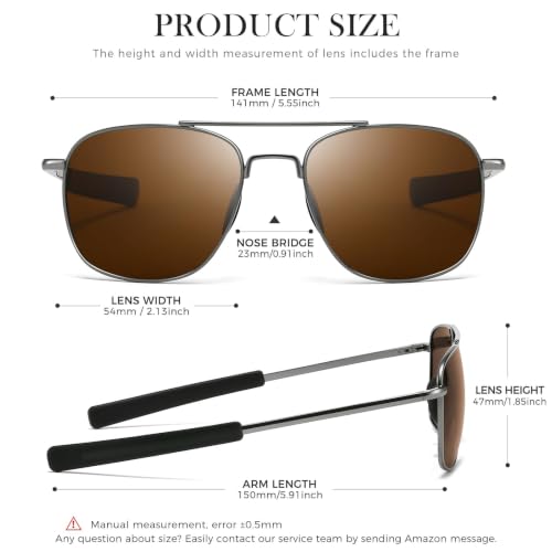 Image of SUNGAIT Real Glass Lens Sunglasses Military Style Pilot Aviator HD Shades with Upgraded Spring Hinge Bayonet Temples
