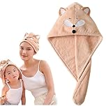 Cysocool Anti-Frizz Kids Hair Towel Absorbent Quick Drying Girls Hairs Turban Towel with Button Wet Hair Dryer Cap Ultra Soft Drying Towel Wrap Twist Hat for Curly, Long and all Hair-Type,S,Pink