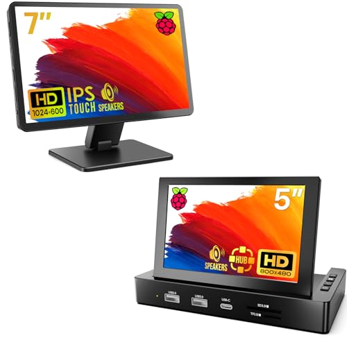 Image of ROADOM 7'' Raspberry Pi Monitor w /case&5'' Monitor w /HUB