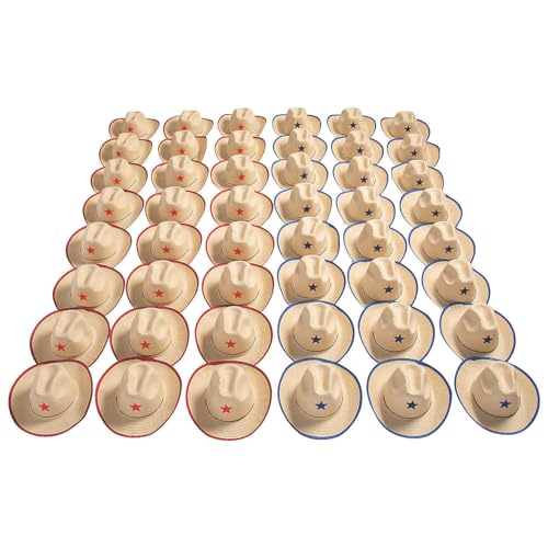 Fun Express Bulk Adult Cowboy Hats with Star Accents - Western -Themed Apparel Accessories for Parties Costumes and Themed Events - Perfect for Western Rodeo and Fiesta Celebrations - 48 Pieces