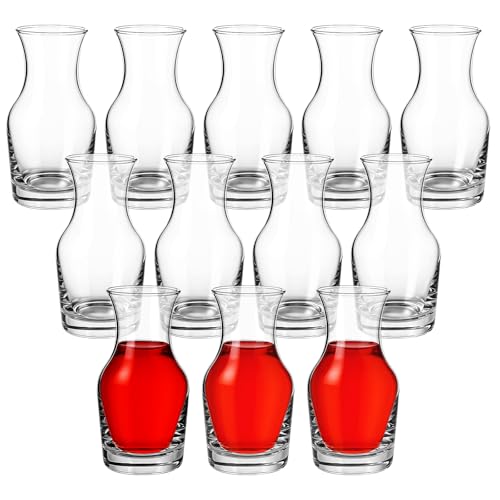 Ptwola 12 Pack Single Serving Small Wine Carafe Glass, 6.5 Oz Mini Portion Individual Pours Wine Decanter for Tasting Champagne Juice Refill Dinner Parties Bars Restaurants Home