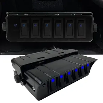 6 Gang Rocker Switch Box SPST On/Off Rocker Toggle Switch Panel 60Amp Max 12 AWG Wires 12V DC for Jeep Boat Truck Offroad RV SUV 12V-24V