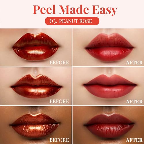 Image of Peripera Ink Peel Off Lip Stain - Long Lasting, Transfer-Proof, Waterproof Korean Lip Tint with Color-Changing Peel-Off Formula (03 PEANUT ROSE)