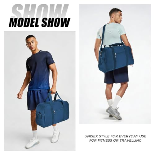Image of Searock 45L Gym Bag for Men & Women with Shoe Compartment | 21 inch Large Duffle Bag for Travel, Sports, Fitness & Workout, Navy Blue