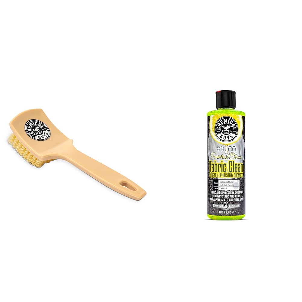 CWS20316 Foaming Citrus Fabric Clean Carpet & Upholstery Cleaner (Car Carpets, Seats & Floor Mats), 16 fl oz, Citrus Scent + ACCG25 Induro 7 Heavy Duty Nifty Interior Brush