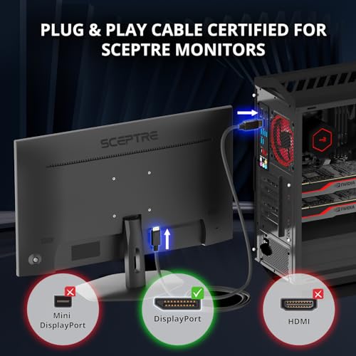 Image of Kado 5ft DisplayPort Cable High Speed 8K 60Hz4K 144Hz 2K 240Hz 165Hz 144Hz | DP 1.4 FreeSync HDR HDCP, DP Male to DP Male, 1.5m Length Genuine Parts Made for Sceptre Monitor, TV, PC Gaming, Laptop