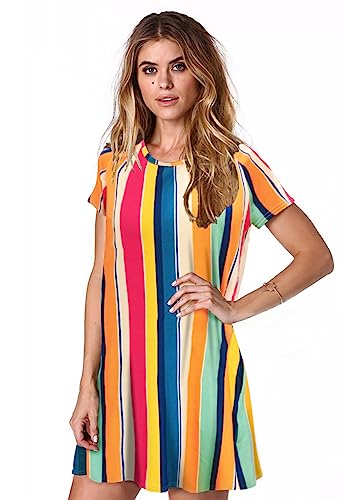 Image of Alaster Women's Casual Summer T Shirt Dress Loose Short Sleeve Tunic Dress with Pocket for Women